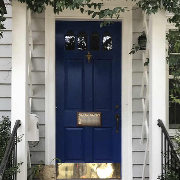 blue and gold front door - curb appeal ideas from Annie Meadows, Raleigh Realtor with Hudson Residential