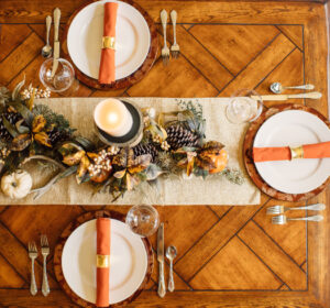 fall leaf tablescape